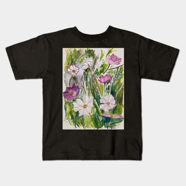 Cosmos Flowers Kids T-Shirt by bobpetcher